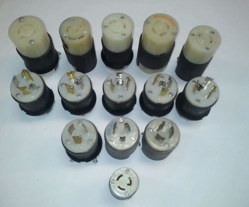 14-HUBBELL WIRING ELECTRICAL PLUGS- 8 MALE &amp; 6 FEMALE  FREE SHIPPING