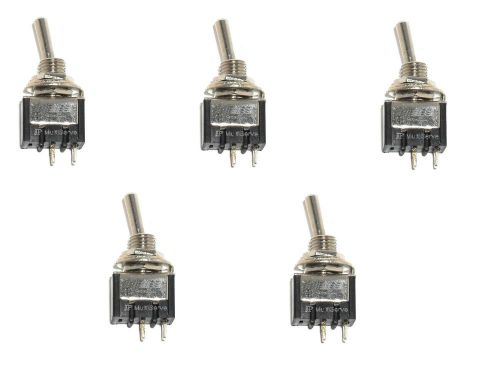 Lot of five on-off spst mini toggle switches on/off for sale
