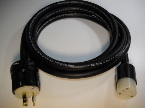 Coleman  Cable 10.5 ft  CCI Royal 12/3 SOOW  E54864-G 600V  25Amp Turnlok  Plug