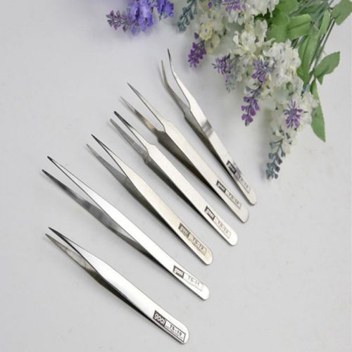 6pcs stainless steel anti-static high quality tweezer maintenance tool ts10-15 for sale