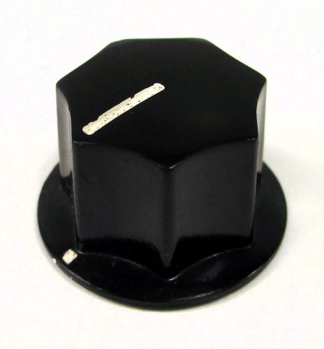 Black 1&#034; Skirted White Line Pointer Knob ~ Made in Japan ~ Brass Lined