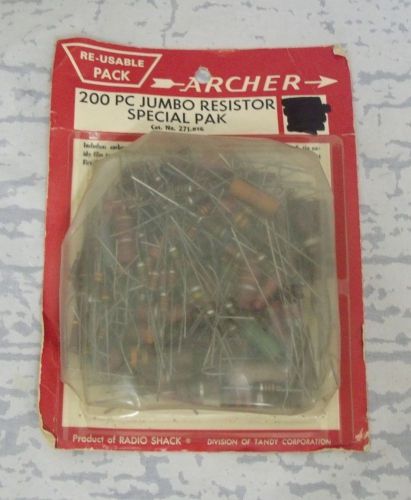 New sealed old stock archer 200 pc. jumbo resistor re-usable pack {j4} ag for sale