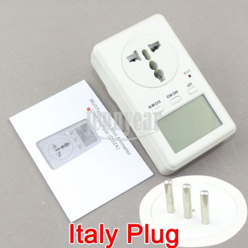 Multi-function Italy Plug Socket House Power Meter Electricity Watt Monitor 220V