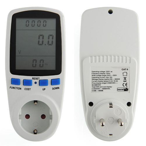 Eu plug power energy watt voltage meter electricity usage lcd monitor analyzer for sale