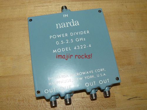 NARDA 4322-4 4-WAY RF RADIO POWER DIVIDER FEMALE SMA CONNECTORS .5 - 2.5 GHZ