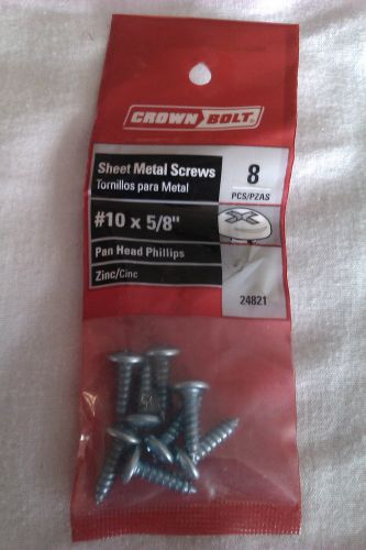 Sheet metal screws (8) #10 x 5/8 pan head phillips zinc   0 3069924821 6 screw h for sale
