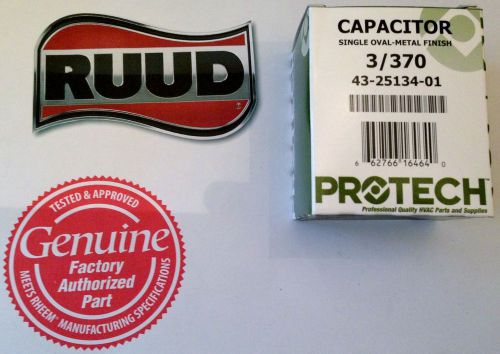 Oem rheem ruud protech oval run capacitor 3 uf 370 volt 43-20847-01 43-20847-02 for sale