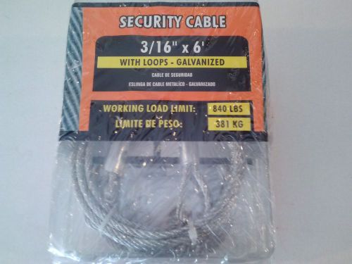 Brand New Crown Bolt Security Cable Uncoated 3/16&#034;x6&#039; MPN 13100 (Pack of 3)