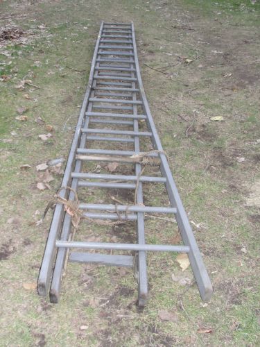 Vintage  Wood Extension Ladder, 2-Section with rope  approximately 35 ft.