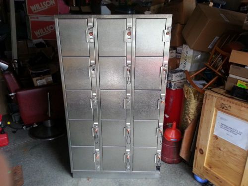 American locker co 15 coin operated metal locker shelf storege cubbies stack key for sale