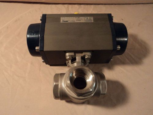Sharpe 1 1/2&#039;&#039; cf8m 1000psi threaded 3-way ball valve with pneumatic actuator for sale