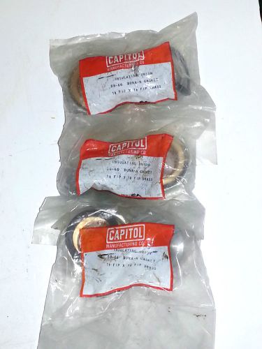 Lot of 3 new capitol insulating union sb- 77 buna-n gasket 1 1/2 x 1 1/2 brass for sale