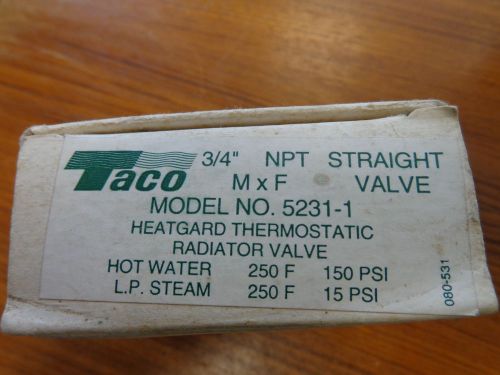 TACO 5231-1  3/4&#034; HEAT-GUARD THERMOSTATIC STRAIGHT VALVE CHROME PLATED BRASS
