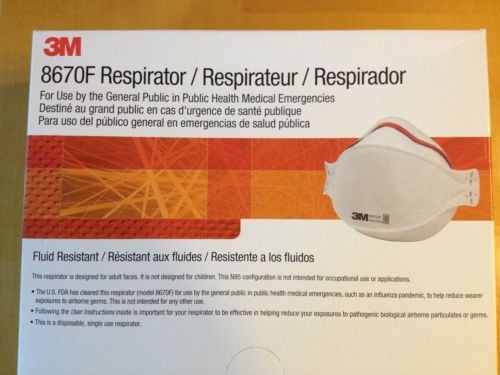 3M N95 Disposable Respirator, White,10 masks - 8670F
