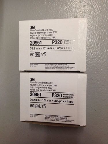 2-BOX OF 50- 3M 20951 P320 GRADE CLEAN SANDING SHEETS 3&#034;X4&#034;