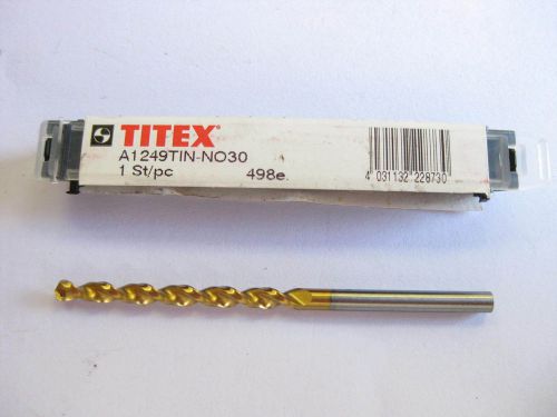 Titex #30 tin parabolic jobber length drill bit  a1249tin-no30 for sale