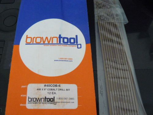 Browntool #40 x 6” Cobalt extra long drill bits 12 pack brand new!!