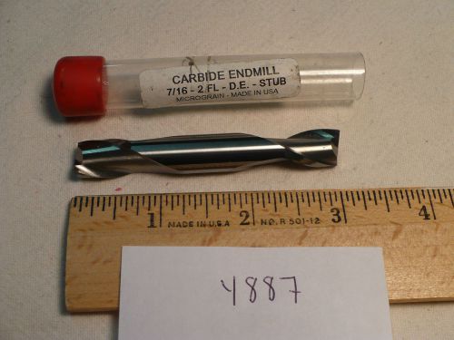 1 new 7/16&#034; diameter carbide end mill. 2 flute. double end. stub. usa. (y887) for sale