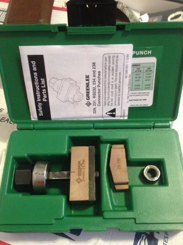 Greenlee RS232 25 Pin Connector D-Subminature Panel Punch RS 232 #3950