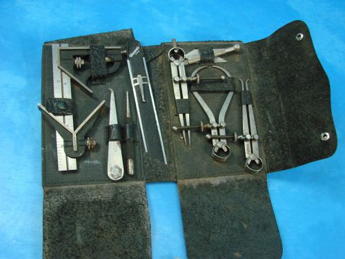 Vintage ls starrett tool kit dividers calipers punch square w/ case machinist for sale