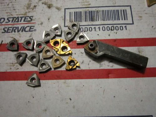 18 kennametal plus others carbide turning inserts w/ holder metal lathe brake for sale