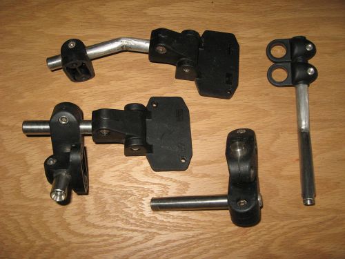 Lot of assorted marbett brackets, clamps and arms for conveyor sensors used for sale