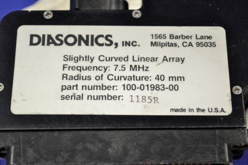 Diasonics 7.5 mhz slightly curved linear array probe (l2) for sale