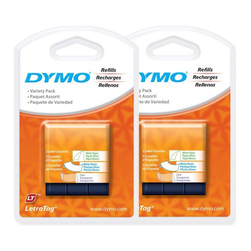 6PK (2x3PK) Dymo 12331 Letra Tag VARIETY Labels (White,Clear,Paper) LetraTag NEW