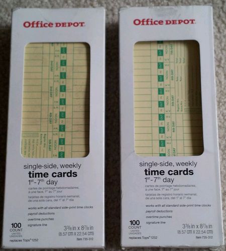 OFFICE DEPOT SINGLE-SIDED WEEKLY TIME CARDS 100 COUNT #735-312