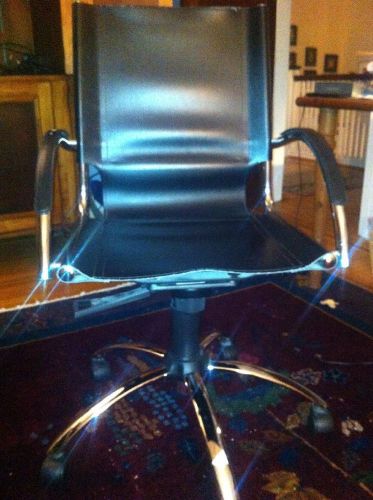 West Elm Desk Office Black Leather Adjustable Height Rolling Office Chair.