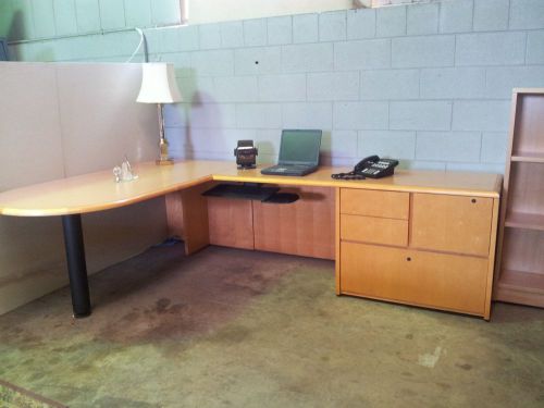 Office desk  l  shaped maple wood and laminate for sale