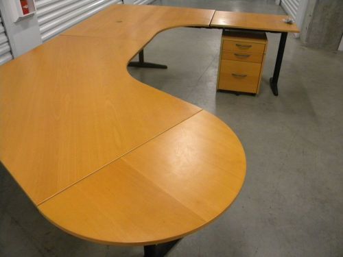 Modern L Shape Corner Office Desk With Matching File Cabinet Teak