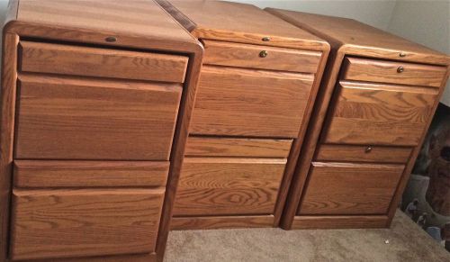 Solid Oak FIling Cabinets (Three units)