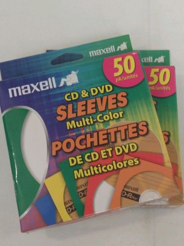 Brand new maxell multi-color cd/dvd sleeves - multi-color- 2/50 packs for sale