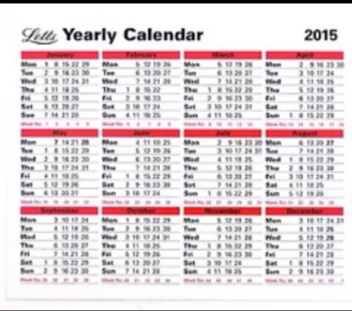 Letts Yearly Calender 2015