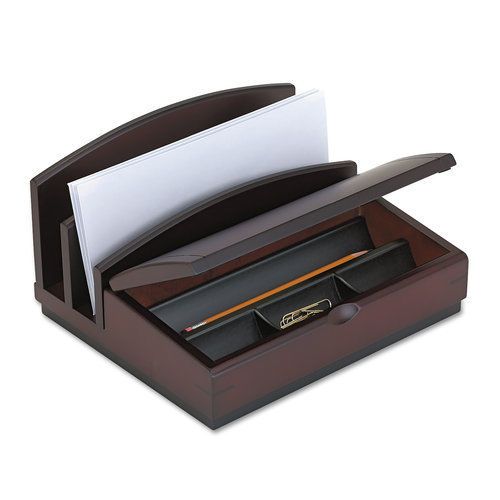 Rolodex rol19290 desk organizer three sections wood 10&#034;w x 5-7/8&#034;d x 8-5/8&#034;h in for sale