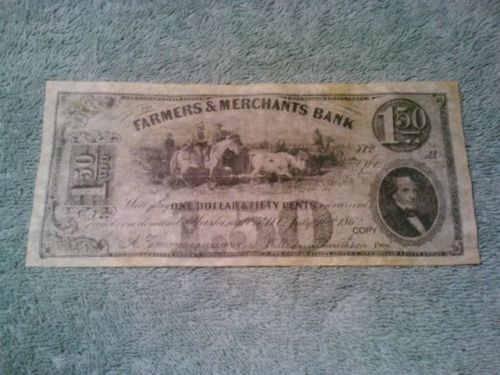 Old Union State Currency $1.50doller large size note bank paper  rare copy