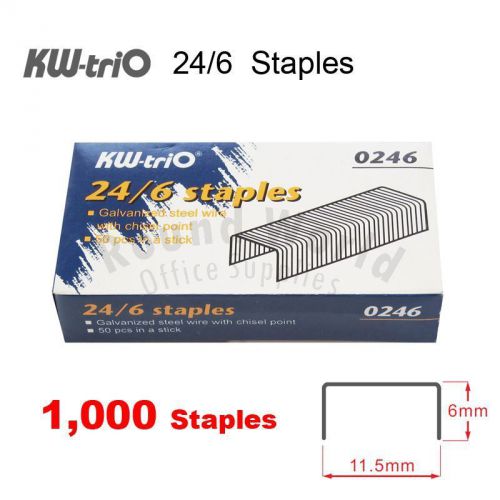 KW-TriO 2406 Staples (6mm, 24/6), 1000&#039;s for Stapler