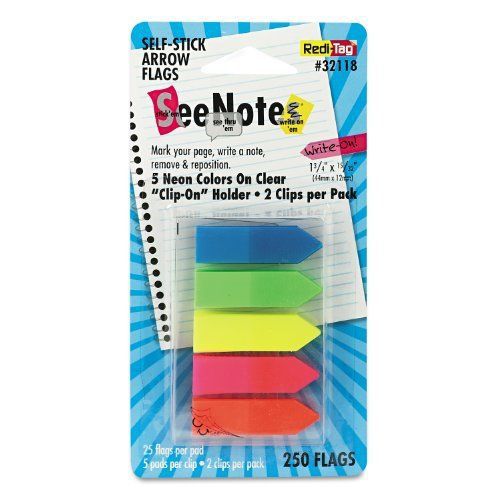 Redi-tag neon small arrow colored flags - writable, see-through, (32118) for sale
