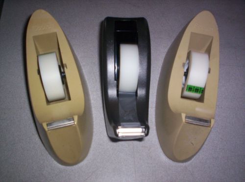 3 pcs 3M Scotch Tape Dispenser C15 &amp; C60 w/3 New Tape Cat.810