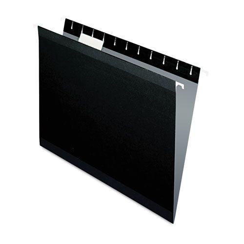 Reinforced Hanging Folders, 1/5 Tab, Letter, Black, 25/Box