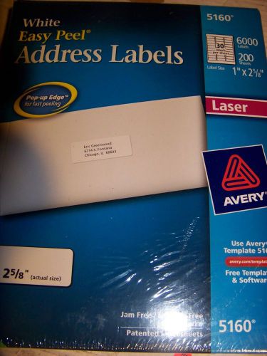 Avery 5160 Address Labels White laser  Easy Peel  1&#034; x 2 5/8&#034; 6000 label