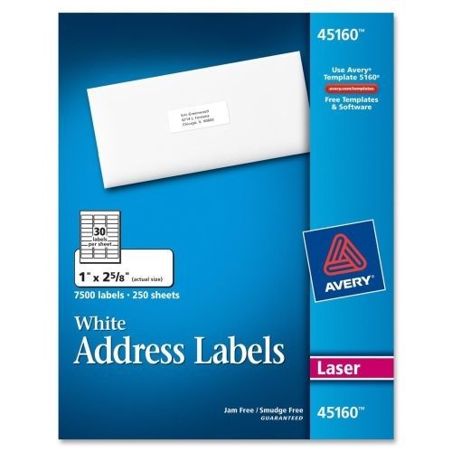 Avery Easy Peel Address Label -2.63&#034;Wx1&#034;L - 250 / Box - Laser - White