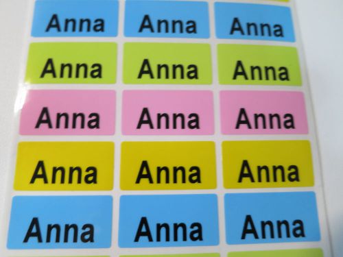 144 Four Colors Personalized  3 x 1.5 cm Waterproof Name Stickers Customize