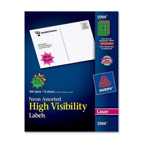 Avery high visibility label - 1.50&#034; diameter - 360 / pack - circle - (5994) for sale