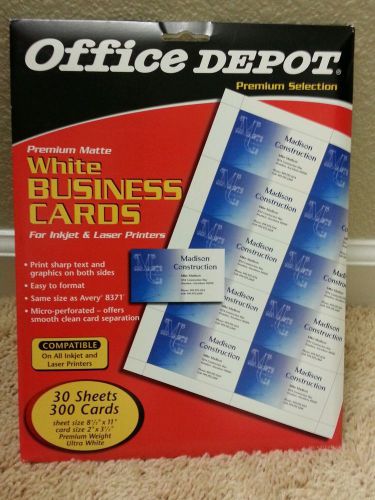 Office Depot premium  Matte white Business Cards: Inkjet&amp; laser 300 card 30sheet
