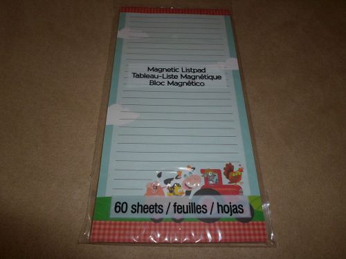 60 Sheet &#034;Farm Animals&#034; Magnetic Listpad By Studio 18~8&#034; X 4&#034;, NEW IN PACKAGE!!