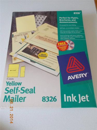 Sealed package of 75 avery 8326 ink jet yellow self seal mailers 8-1/2&#034; x 11&#034; for sale