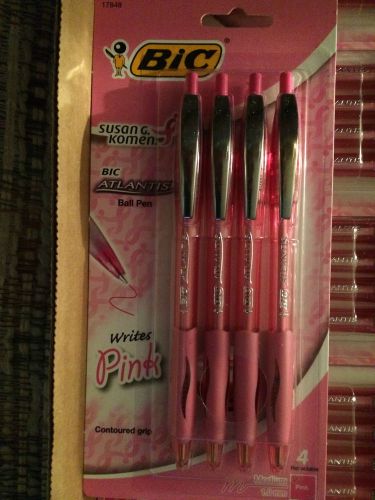 Pink Bic Susan G Komen Atlantis Retractable Ball Pens 1.0mm 4/Pack