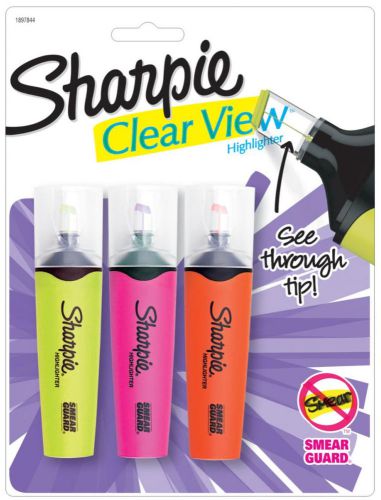 Sharpie Clear View Highlighters 3 Fluorescent Colors See Through Blade Style Tip